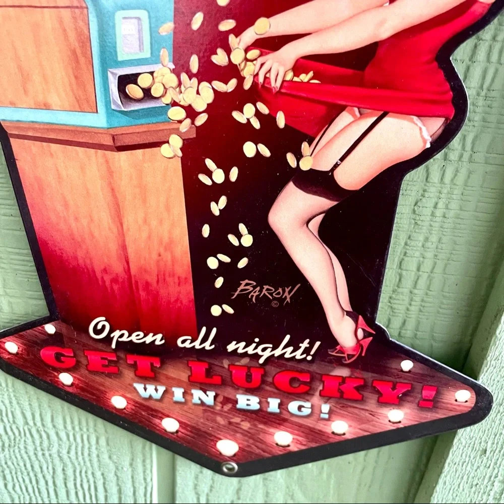 NEW Heavy Duty Steel Casino Pinup Metal Sign